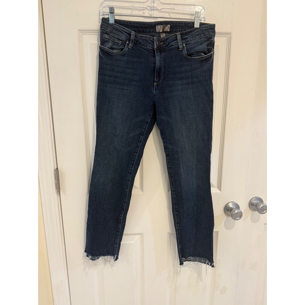 KUT From the Kloth Crop Jeans Frayed Hem Dark Wash Denim Size 4